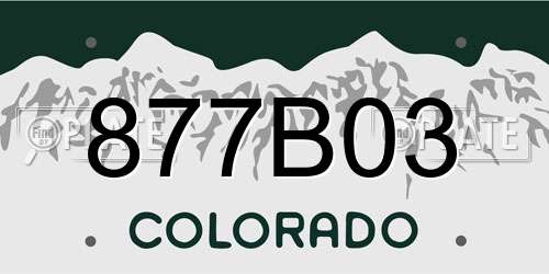 877B03 Colorado License Plate