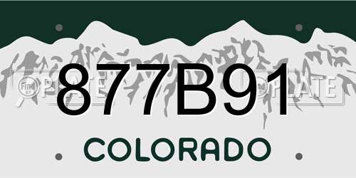 877B91 Colorado License Plate
