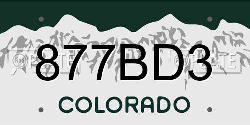 877BD3 Colorado License Plate