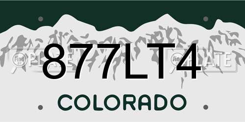 877LT4 Colorado License Plate