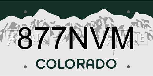 877NVM Colorado License Plate