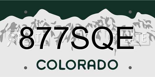 877SQE Colorado License Plate