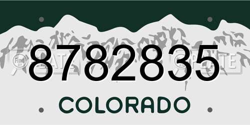 8782835 Colorado License Plate