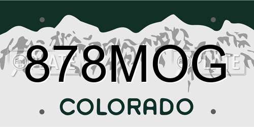 878MOG Colorado License Plate