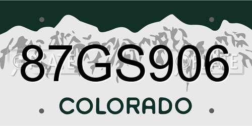 87GS906 Colorado License Plate