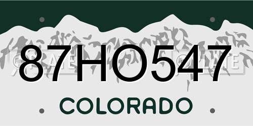 87HO547 Colorado License Plate
