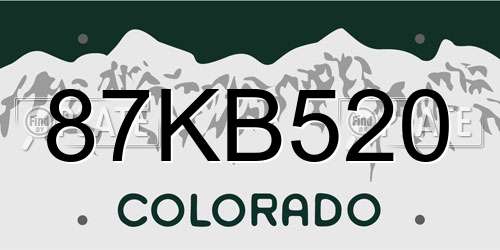 87KB520 Colorado License Plate