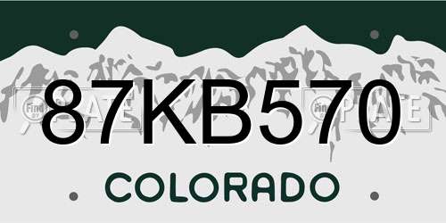 87KB570 Colorado License Plate