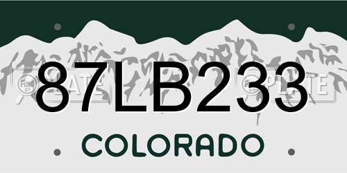 87LB233 Colorado License Plate