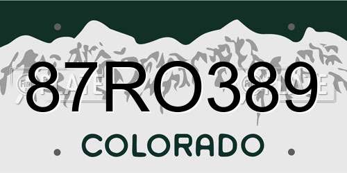 87RO389 Colorado License Plate