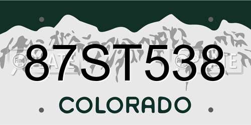 87ST538 Colorado License Plate