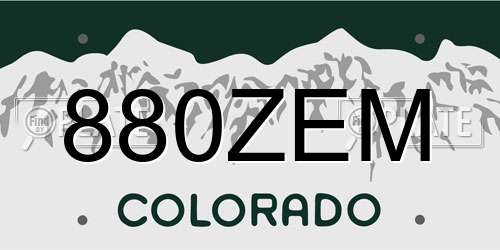880ZEM Colorado License Plate