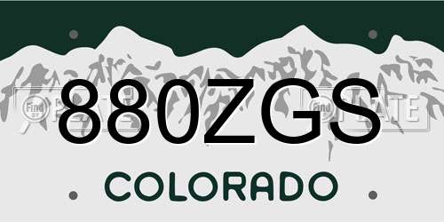 880ZGS Colorado License Plate