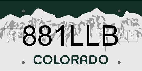 881LLB Colorado License Plate