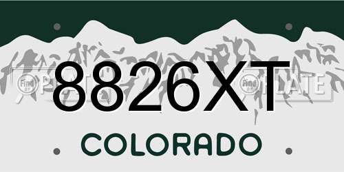 8826XT Colorado License Plate