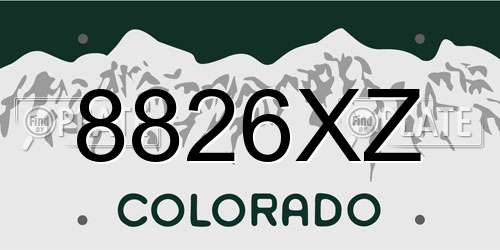 8826XZ Colorado License Plate