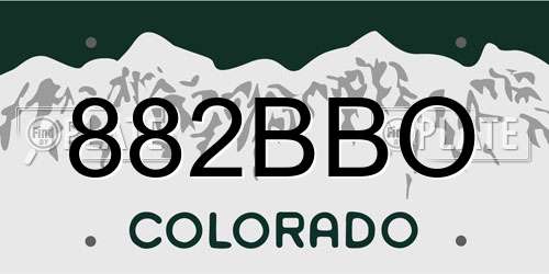 882BBO Colorado License Plate