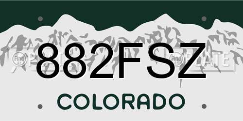 882FSZ Colorado License Plate