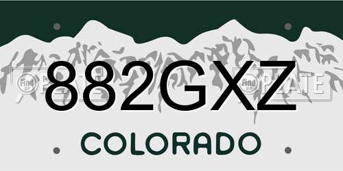 882GXZ Colorado License Plate