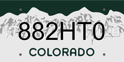 882HT0 Colorado License Plate