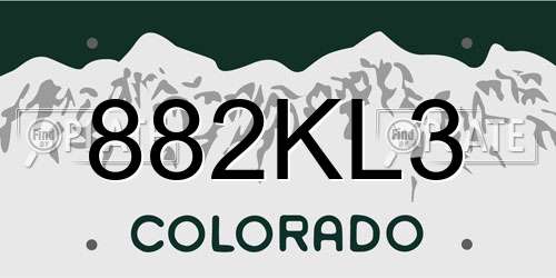 882KL3 Colorado License Plate