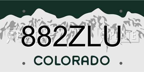 882ZLU Colorado License Plate