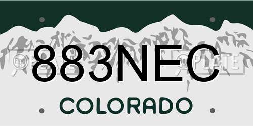 883NEC Colorado License Plate