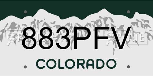 883PFV Colorado License Plate