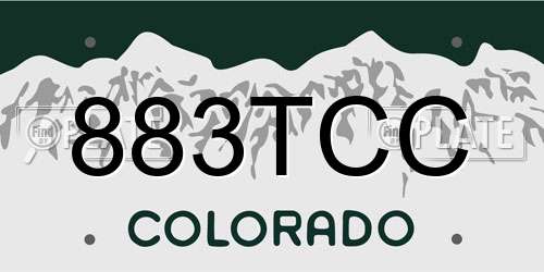 883TCC Colorado License Plate