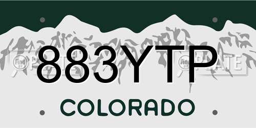 883YTP Colorado License Plate