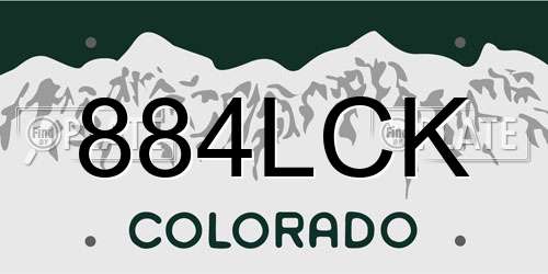 884LCK Colorado License Plate