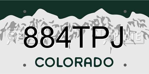884TPJ Colorado License Plate