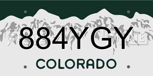 884YGY Colorado License Plate