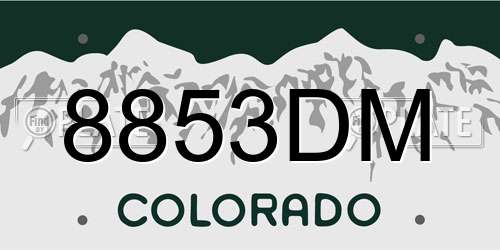 8853DM Colorado License Plate