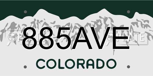 885AVE Colorado License Plate