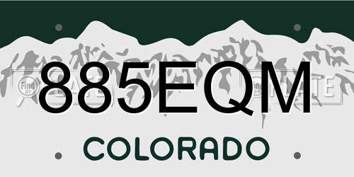 885EQM Colorado License Plate