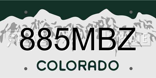 885MBZ Colorado License Plate