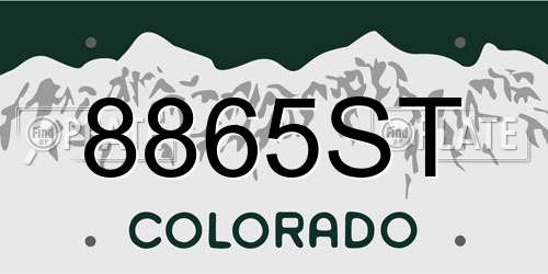 8865ST Colorado License Plate