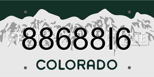 88688I6 Colorado License Plate