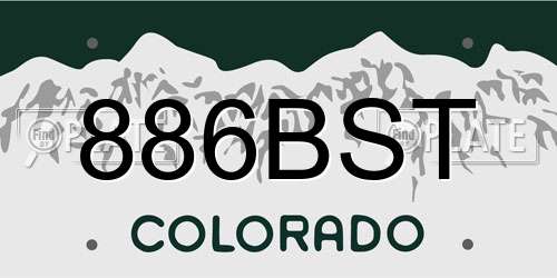 886BST Colorado License Plate