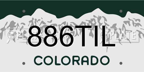 886TIL Colorado License Plate