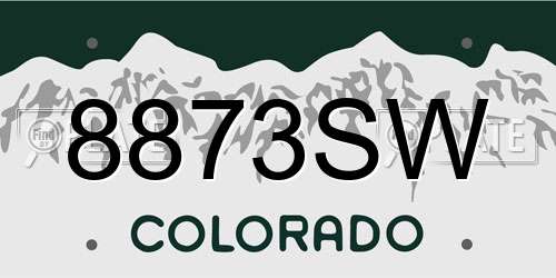 8873SW Colorado License Plate