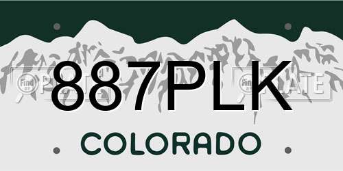 887PLK Colorado License Plate