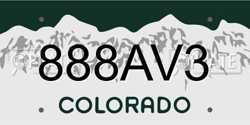 888AV3 Colorado License Plate