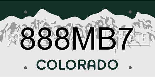 888MB7 Colorado License Plate