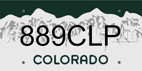 889CLP Colorado License Plate