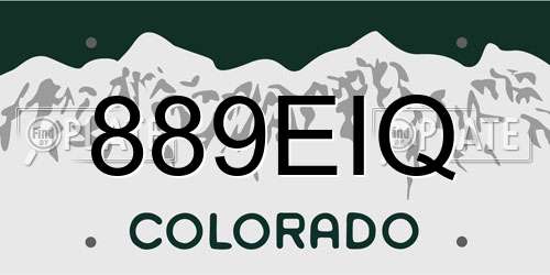 889EIQ Colorado License Plate