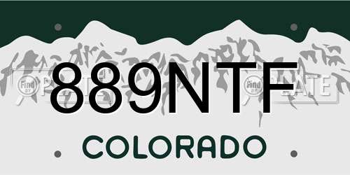 889NTF Colorado License Plate