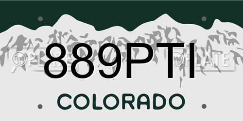889PTI Colorado License Plate
