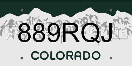 889RQJ Colorado License Plate